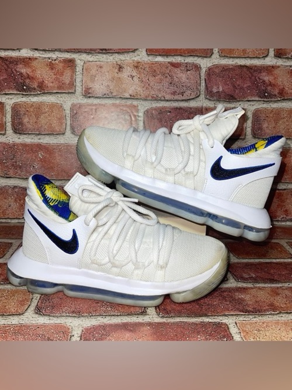 Pre-Owned Nike Zoom White KD10 LMTD NBA Golden State Warriors Size 4Y AJ7781-101